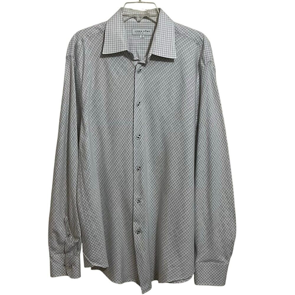 Linea Dome Chemise | White Windowpane Checker Long Sl Button Shirt 16.5 Large
